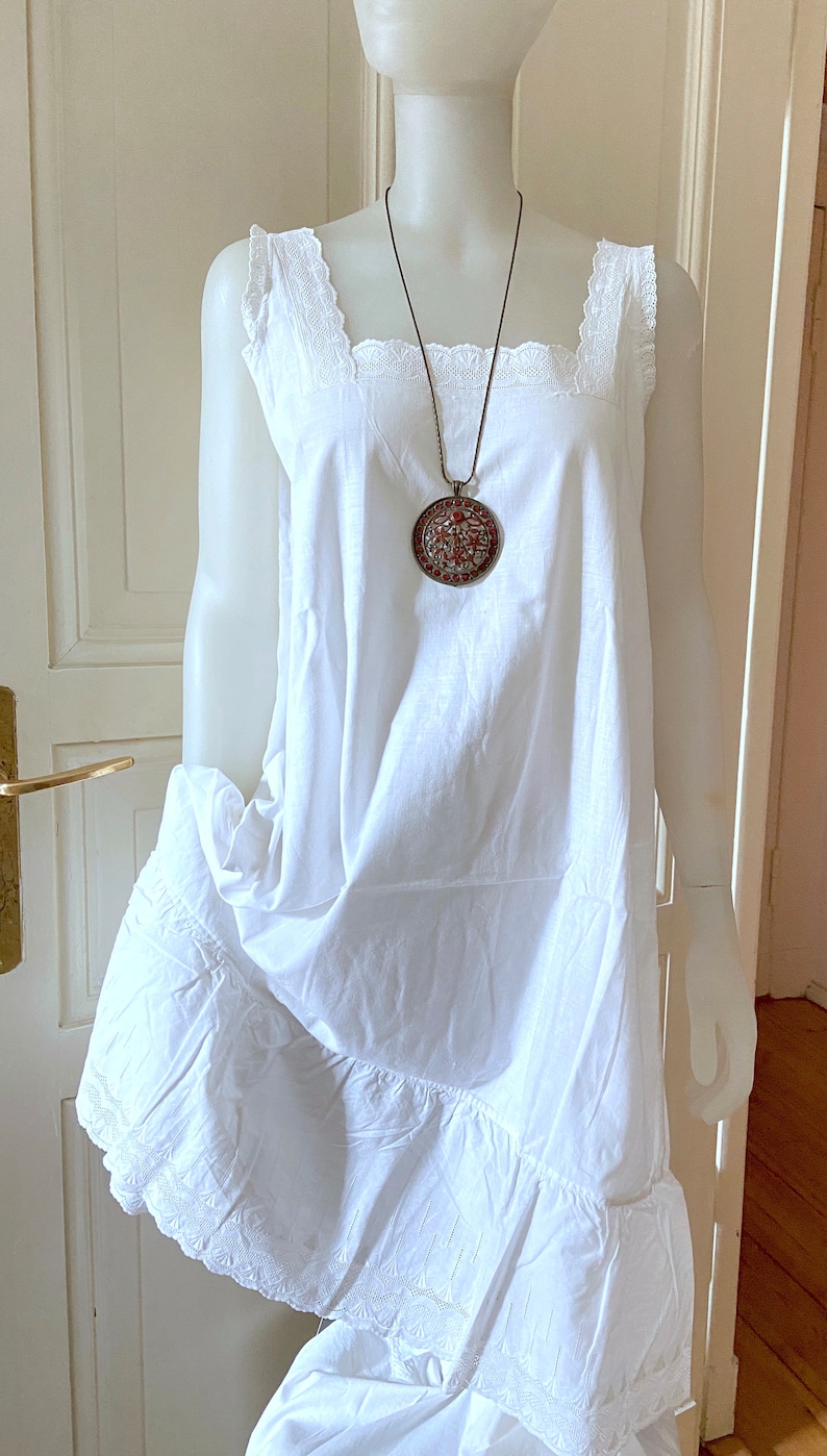 Antique Cotton Night DRESS/ Victorian Boho Shift - The Jasmine Dress image 2