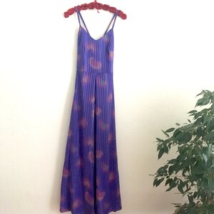70s PARTY DISCO DRESS /maxi dress, spaghetti straps cross back, vintage dress purple image 9