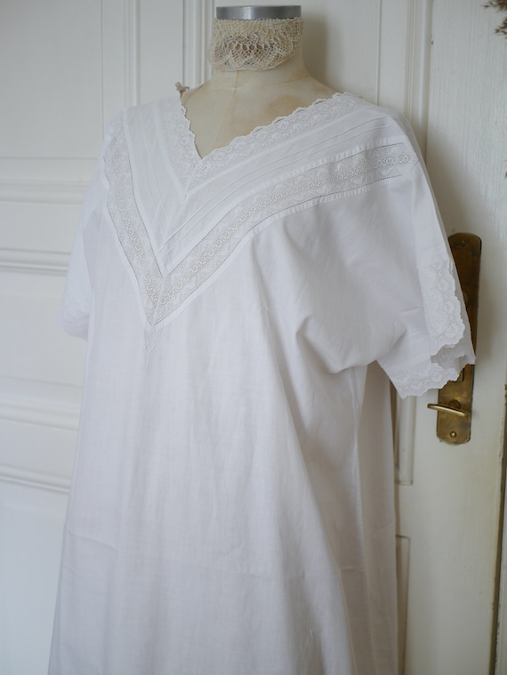 French Edwardian cotton lace dress /Antique white… - image 6