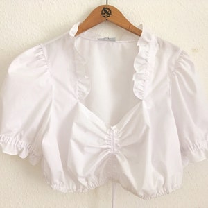 Trachten crop top, white, size L-XL, DE50