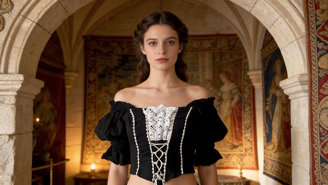 Mieder Renaissance Schwarzes Baumwoll-leinen Mieder Historisches Renaissance Stil Korsett ...