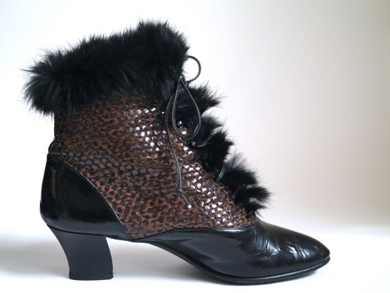 80s ANKLE BOOTS, Vintage victorian inspired bootie