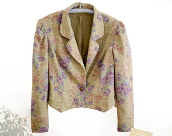 80s folk gorgeous Puff sleeve BLAZER, Floral women's Bavarian style blazer