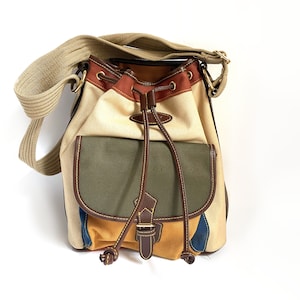 Frauen Vintage Bucket Bag, Canvas Kreuz Schulterhandtasche von Picard
