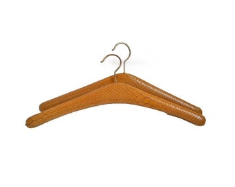 Vintage Faux Snakeskin Padded Coat Hangers – Set of 2, 1960s/70s Wardrobe Storage