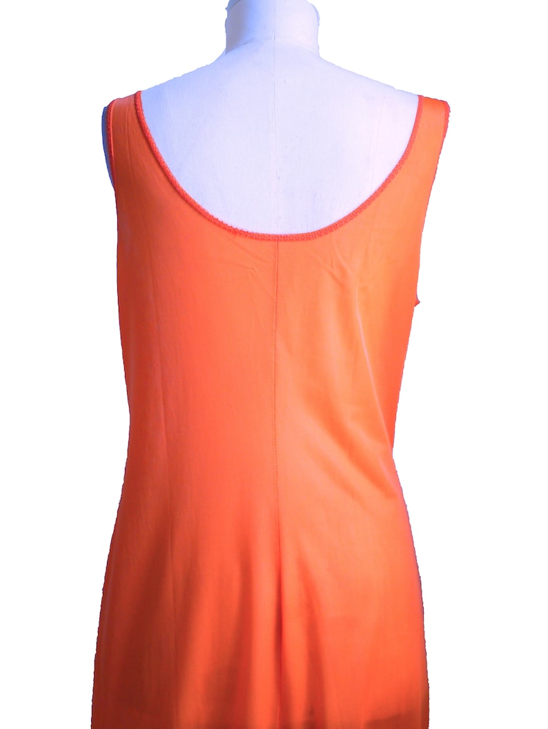 tangerine orange lace slip dress L Waist 35/'/' 88 cm Vintage slip dress 60s negligee