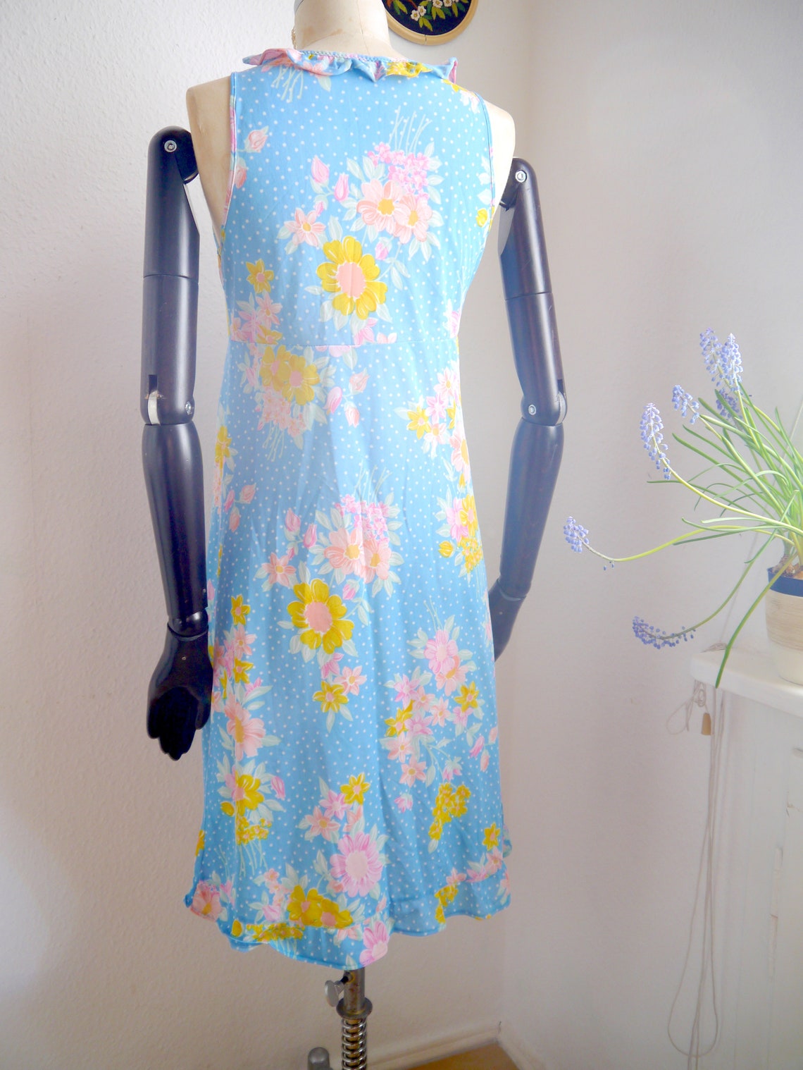 60s Blue Floral Baby Doll SLIP DRESS Vintage Lightweight Etsy