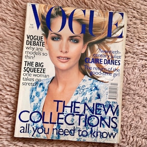 VOGUE 1997 März, UK Ausgabe, Vintage Fashion Glamour Magazine, 90er Jahre glänzend mit Kate Moss und Claire Danes