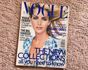 Vogue UK Nov 1998 Original Vintage Fashion Magazine Cover : Kate
