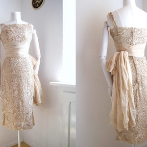 Original 1950s Dress, Cord Lace Dress, Restoration Project, Vintage Collectible, Antique Lace Fashion, Historic Costume Study