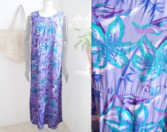 90s floral DRESS, lilac with botanical print