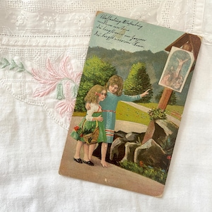 Nostalgische Postkarte bayerische deutsche Briefmarke 5 Pfennig grün Bayerisches Reich '09