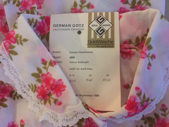 70s floral night DRESS, new vintage Boxed blushed… - image 9