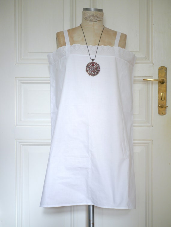 Antique cotton night dress/ boho summer shift dre… - image 1