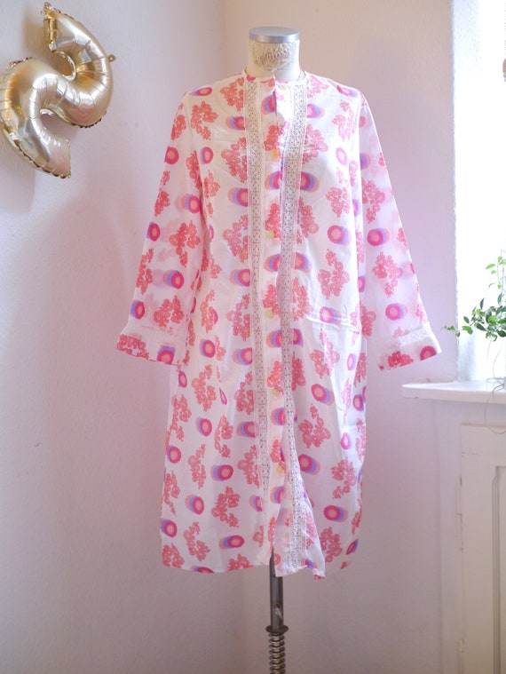 60s shirt dress / colourful floral pastel vintage… - image 3