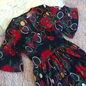 70er Jahre Geblümtes Maxikleid, Vintage mit Knabenärmeln
