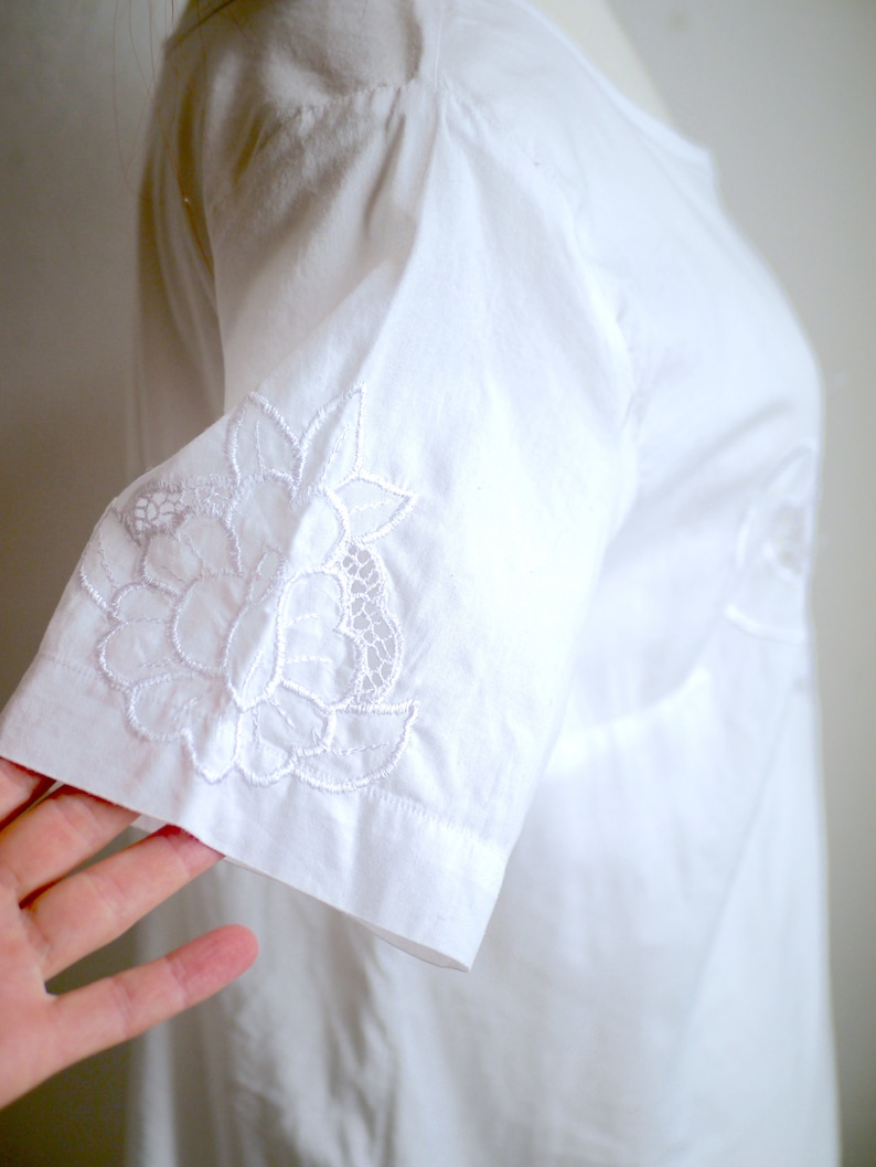 asymmetric dreamy boho blouse White cotton eyelet lace TOP