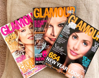 Collection de magazines GLAMOUR des années 2000 2002 Royaume-Uni | Icônes de la mode et des promos de l'an 2000