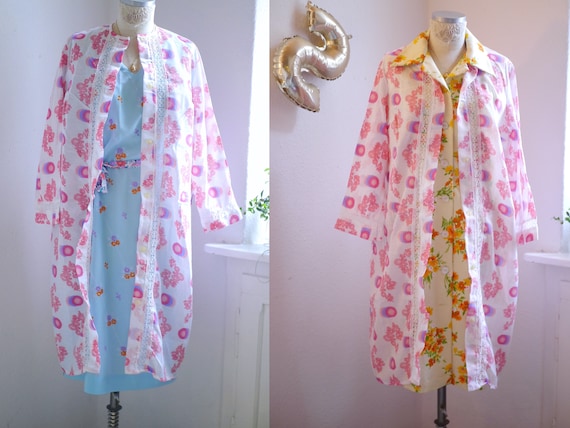 60s shirt dress / colourful floral pastel vintage… - image 1