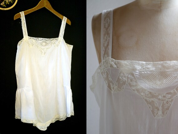 Antique French lingerie bodice / cotton gauze with