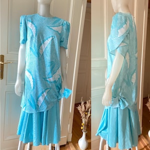 80s Vintage Cocktail dress with shoulder-pads,