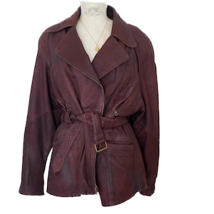 BLOUSON EN CUIR vintage, veste à grosses épaules pour femmes des années 80 et 90