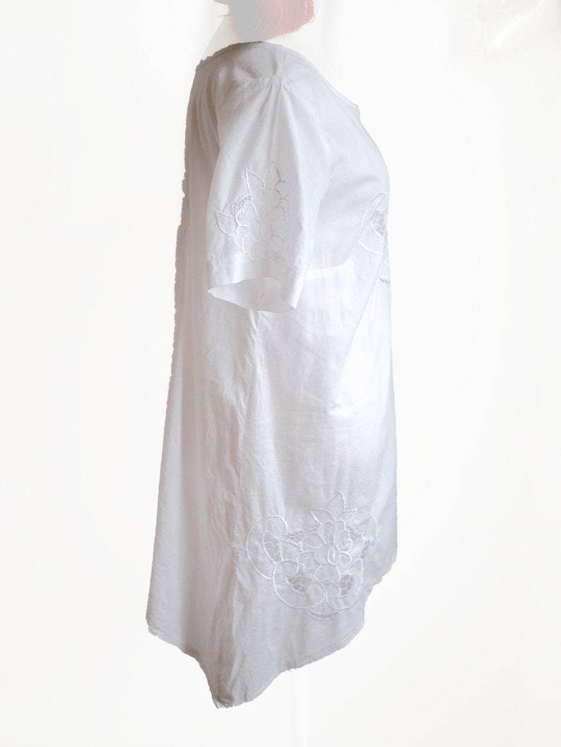 asymmetric dreamy boho blouse White cotton eyelet lace TOP