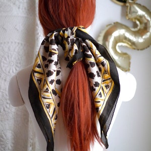 80s leopard print SCARF, Italien women's neck scarf