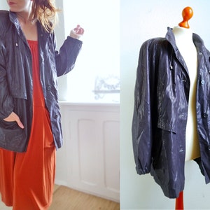 80s wet-look Jacket with shoulder pads