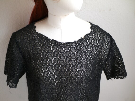 50s BLACK LACE TOP, Audrey, 60s Black lace blouse… - image 8