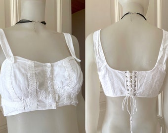 The Antique Cotton Bra Bustier with back lace up closure