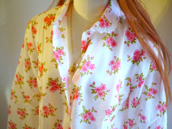 70s floral night DRESS, new vintage Boxed blushed… - image 6