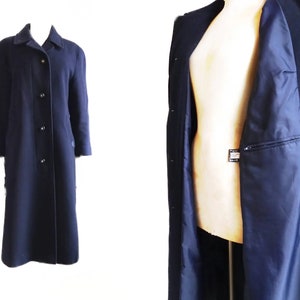 Vintage 80s wool coat navy blue