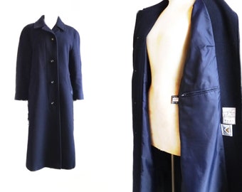 Vintage 80s wool coat navy blue