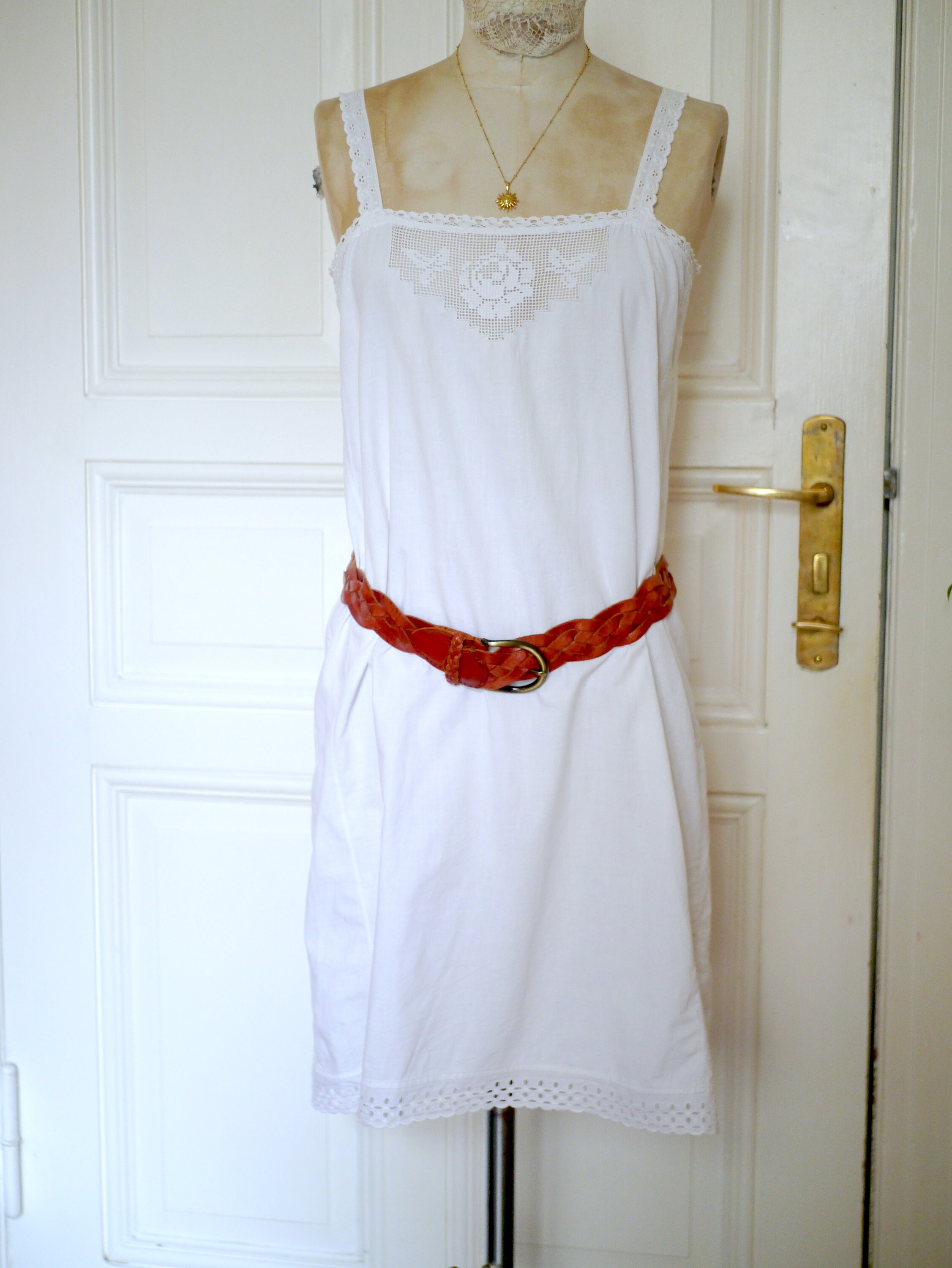 Antikes weißes Baumwollkleid mit Häkelspitze / Boho | Etsy