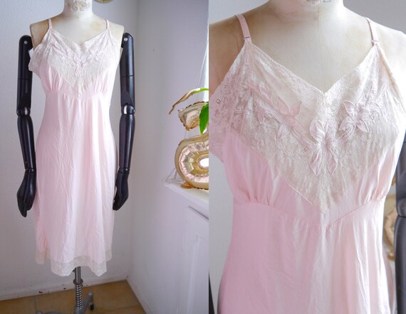 Stunning luxurious Vintage SILK SLIP dress, blush… - image 1