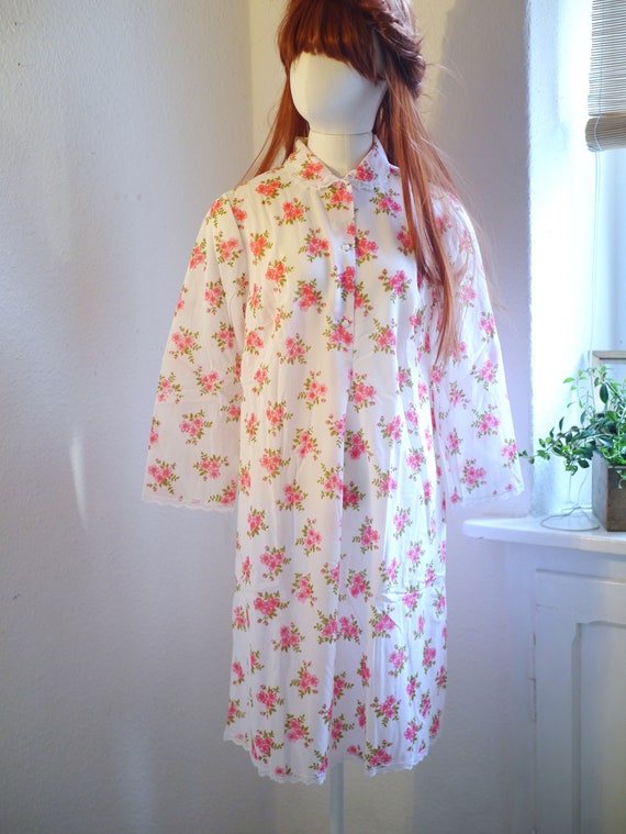 70s floral night DRESS, new vintage Boxed blushed… - image 4