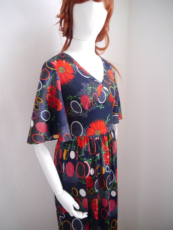 70s floral maxi DRESS, vintage bold print dress, c