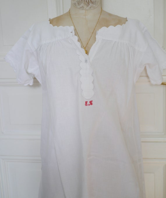 Antique cotton night dress/ boho summer shift dre… - image 5