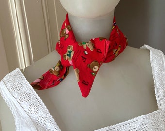 Cotton square scarf with teddy bears