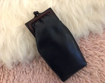 70er Brillenetui, True Vintage, Horn umrandet weiches Etui für Brillen