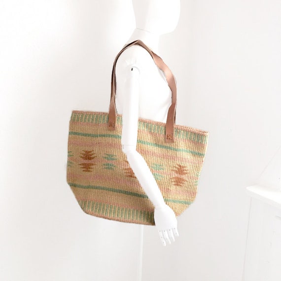 STRAW SHOPPER, shoulder bag, pastel market bag, si