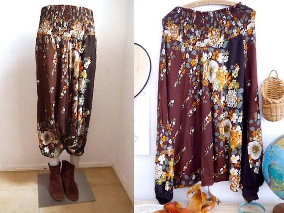 Boho HAREM PANTS, vintage floral belly harem pants