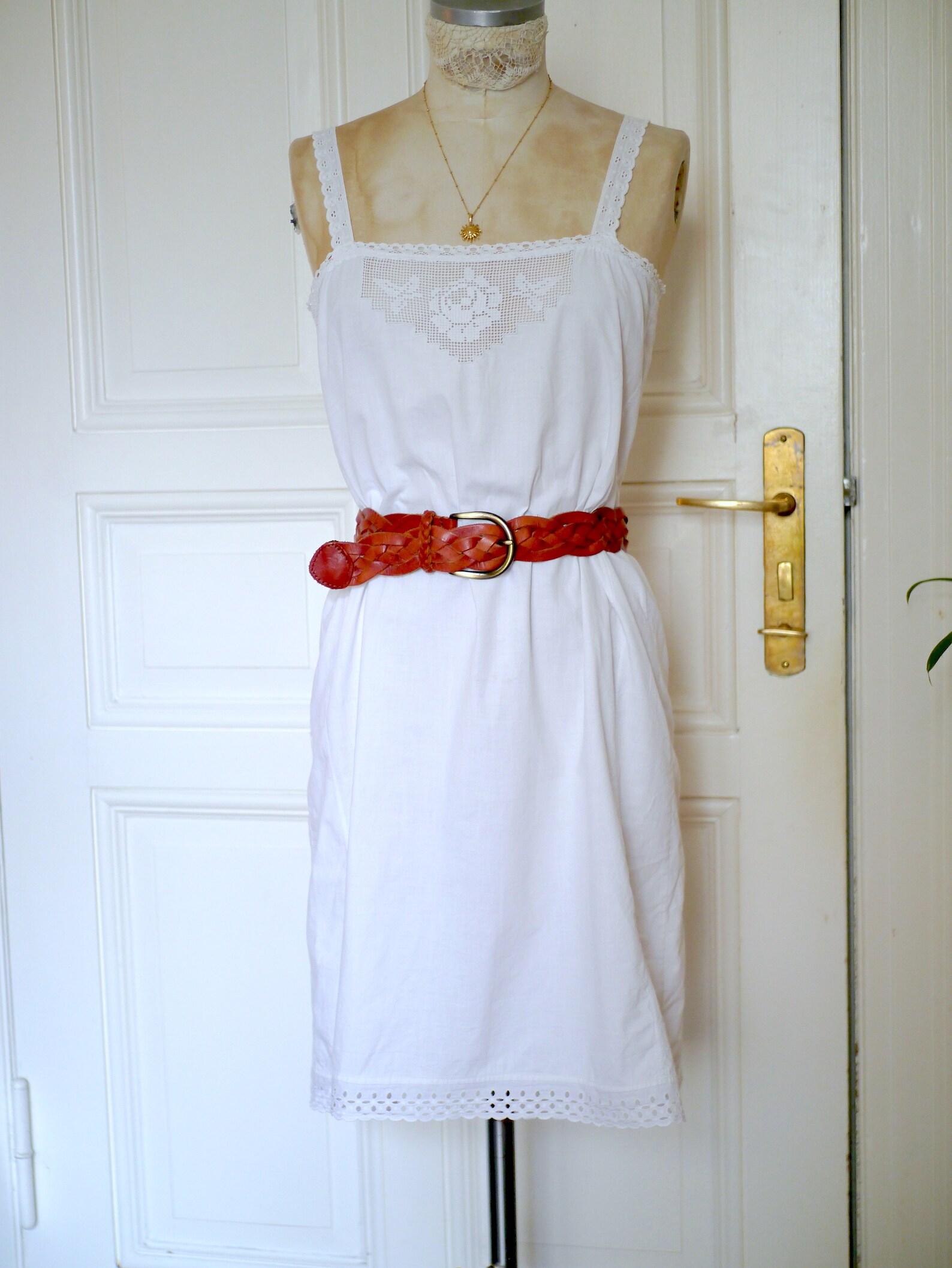 Antikes weißes Baumwollkleid mit Häkelspitze / Boho | Etsy