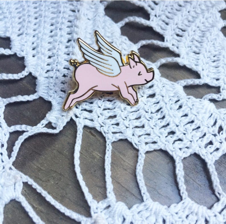 FLYING PIG Enamel Pin Pig Pin when Pigs Fly Etsy