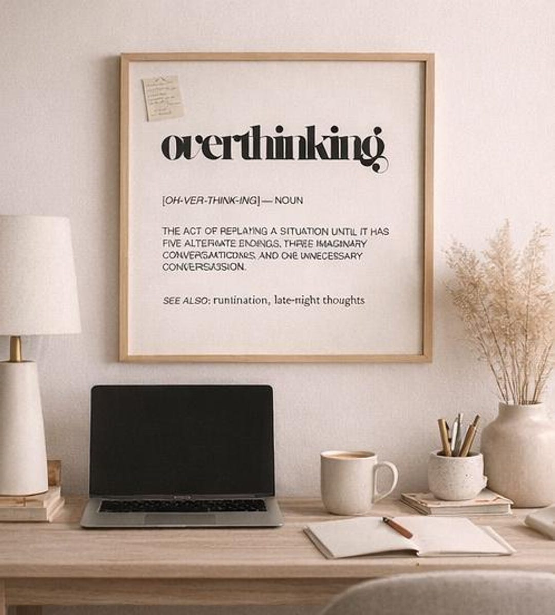Overthinking Definition Poster | Funny Mental Health Wall Art ...