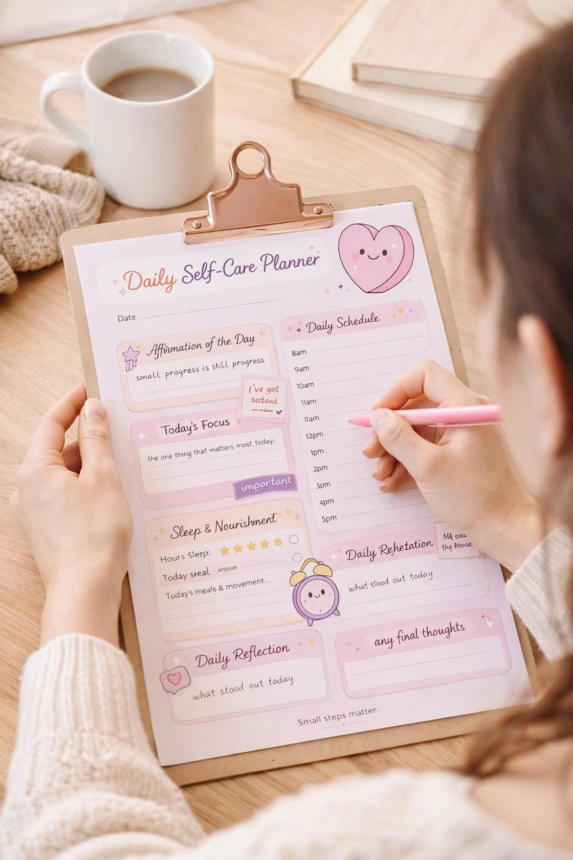 Daily Self Care Planner Printable | Aesthetic Mental Wellness Journal
