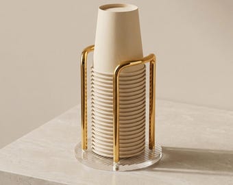 Distributore di bicchieri di carta di lusso color oro - Portabicchieri in acrilico per cucina, ufficio e postazioni caffè