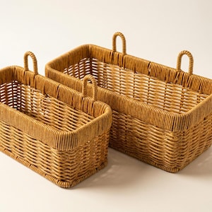 Wall Hanging Rattan Storage Basket – Hand Woven Kitchen, Bathroom and Bedroom Decor