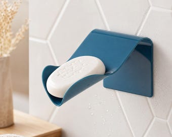 Adhesive Soap Dish Wall Mount Self Draining – No Drill Shower Bathroom Organizer